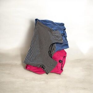 3️⃣ piece GAP bundle navy and White Striped T-Shirt & 2 Gap dresses, blue & pink